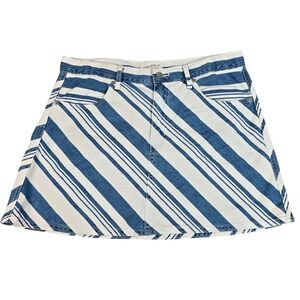Universal Thread Blue White Diagonal Stripe Denim Mini Skirt Womens 12 A-Line